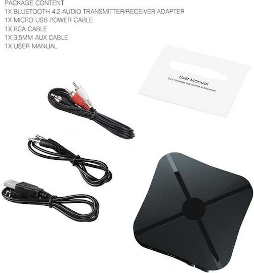 Techstar Kn319 Audio Transmitter Receiver Bluetooth 4.2 Wireless 2in1 True Stereo Tv Adapter 3.5mm