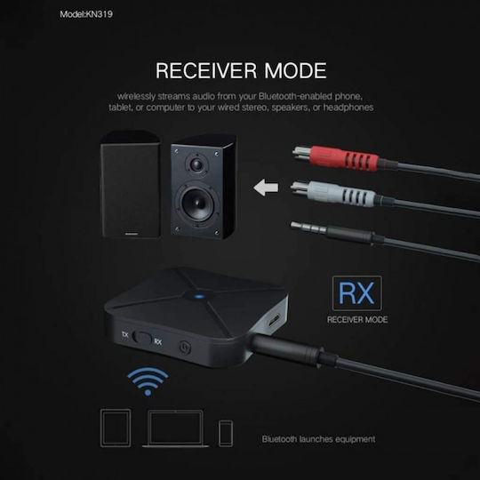 Techstar Kn319 Audio Transmitter Receiver Bluetooth 4.2 Wireless 2in1 True Stereo Tv Adapter 3.5mm