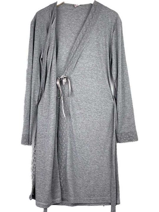 Cootaiya Summer Women's Robe with Nightdress Gray