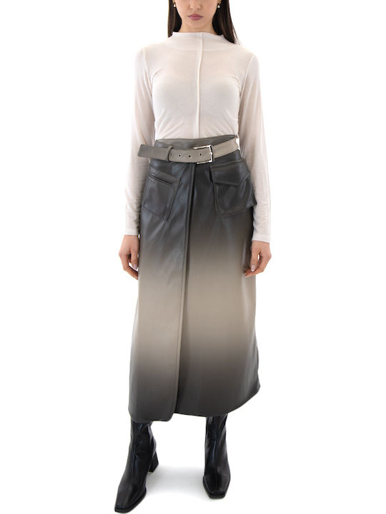 Leather Midi Skirt Envelope Multicolored