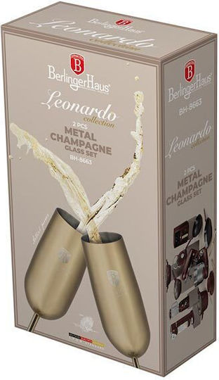 Berlinger Haus Set of Glasses Champagne / Cocktail/Drinking / White Wine made of Stainless Steel in Brown Color Stemmed 260ml 2pcs