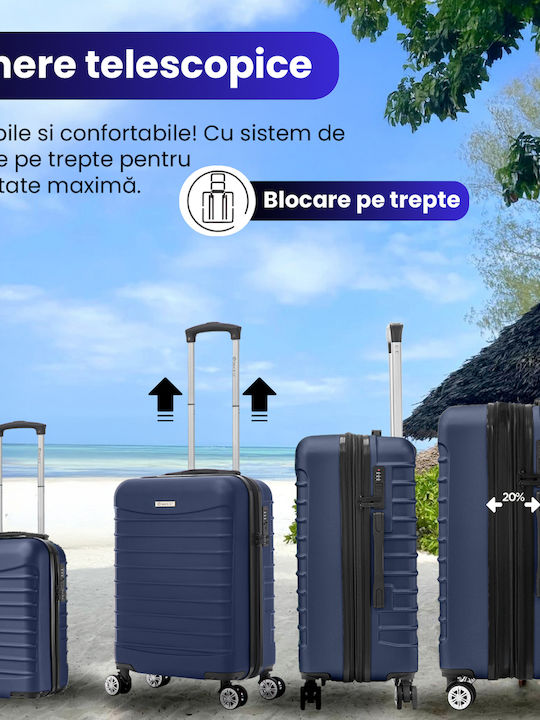 Quasar Travel Suitcases Hard Navy Blue with 4 Wheels Set of 4pcs