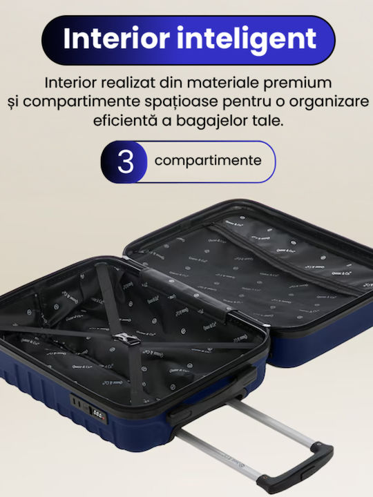 Quasar Travel Suitcases Hard Navy Blue with 4 Wheels Set of 4pcs