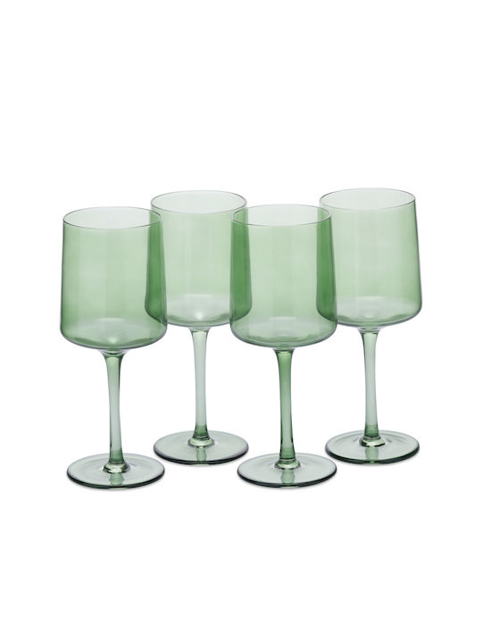 Navaris Set of Glasses White Wine / Cocktail/Drinking / Beer, μπίρας / Water made of Glass in Green Color 400ml 4pcs