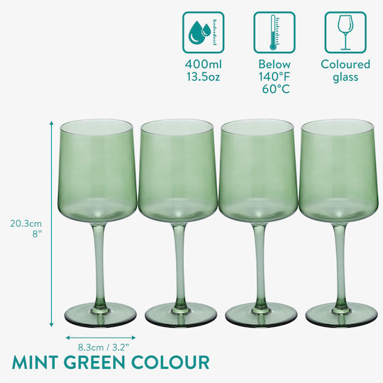 Navaris Set of Glasses Made of Glass in Green Colour 400ml 4 Pieces