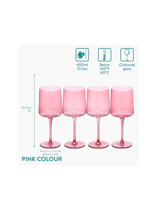 Navaris Set de pahare Vin alb / Cocteiluri / pentru bere / pentru apa din Sticlă în Culoarea Roz 400ml 4buc