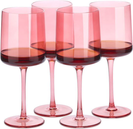 Navaris Set of Glasses White Wine / Cocktail/Drinking / Beer, μπίρας / Water made of Glass in Pink Color 400ml 4pcs
