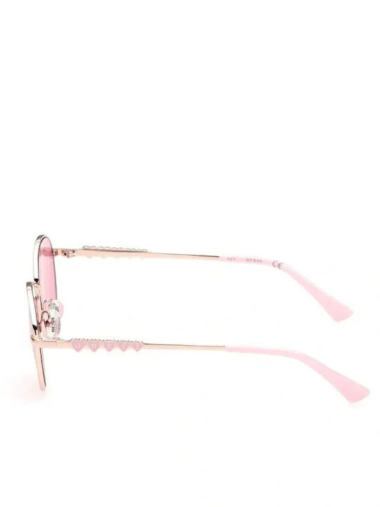 Guess Damen Sonnenbrille mit Gold Metall Gestell und Rosa Linse
