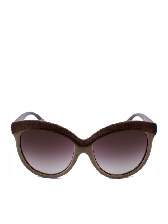 Italia Independent I-Plastik Women's Sunglasses with Black Horn-Rimmed Frame and Brown Gradient Lenses
