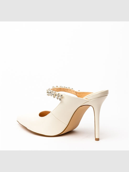 Mules with Heel in Beige Color