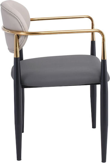 Olive Dining Room Metallic Armchair Light Grey-Dark Grey 53x53x80cm 2pcs