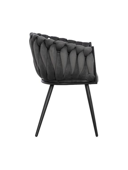 Luanda Dining Room Velvet Armchair Grey 60x54x78cm 2pcs