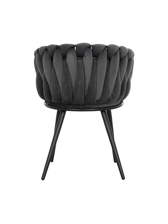 Luanda Dining Room Velvet Armchair Grey 60x54x78cm 2pcs