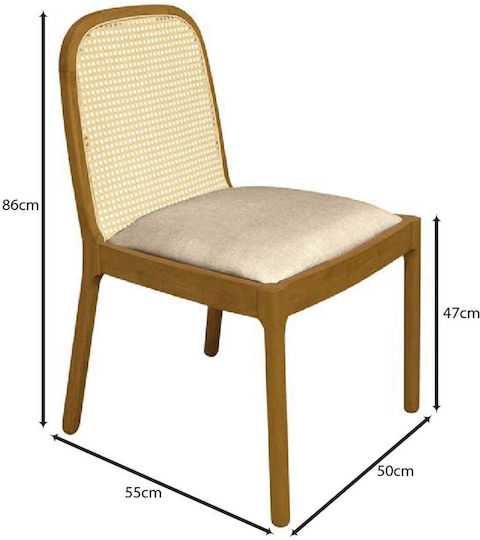 Henley Dining Room Fabric Chair Natural, Sand Beige 50x55x86cm 2pcs