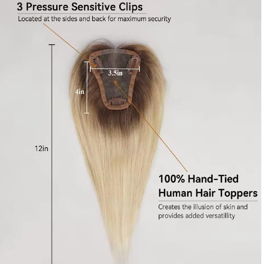 Topper De Păr Pentru Femei Din Păr Uman Full Lace Cusut Transparente Nuantă Blondă Ombre Rădăcină Întunecată 12 Inch
