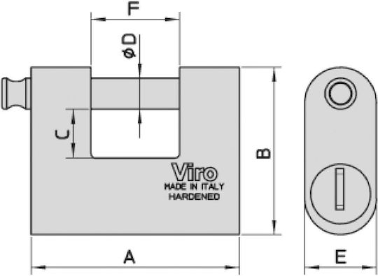Viro Ατσάλινο Λουκέτο Τάκου με Κάρτα 13mm