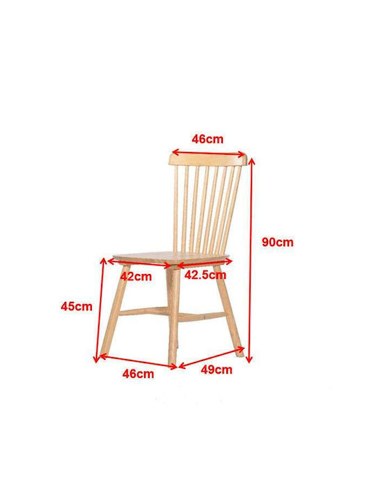 Kitchen Wooden Chair Beige 50x51x90cm 2pcs