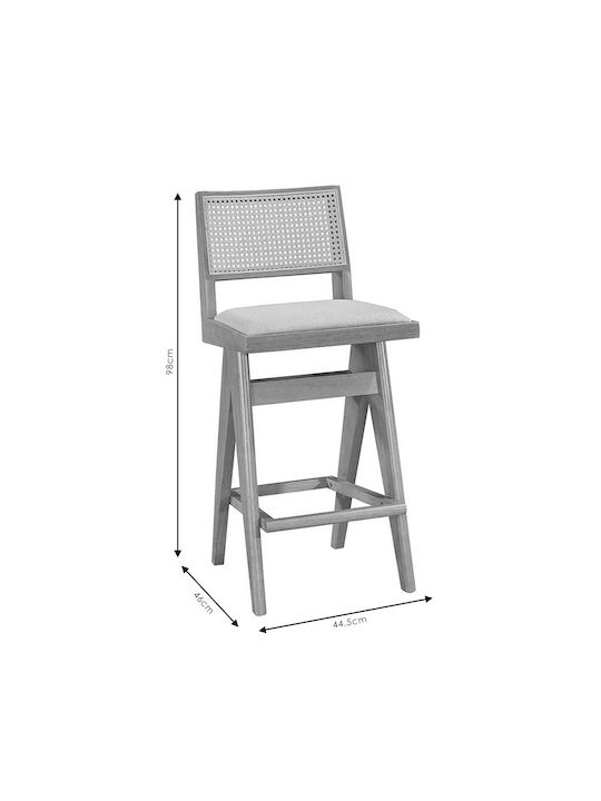 Stool Bar with Backrest Wooden Winslow Light Walnut, Grey 2pcs 44.5x46x98cm