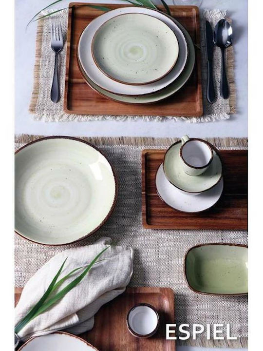 Espiel Terra Plate Desert made of Porcelain Green with Diameter 19cm 6pcs