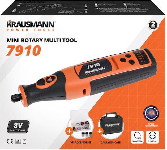 Krausmann Mini Electric Rotary Multi Tool 8V 1x2.5Ah with Speed Control 7910