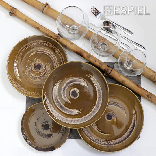 Espiel Typhoon Πιάτο Βαθύ από Πορσελάνη Καφέ με Διάμετρο 23.5cm 6τμχ