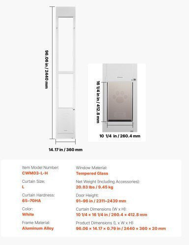 Vevor Door Dog made of Metal in White Color 26.04 x 41.28cm