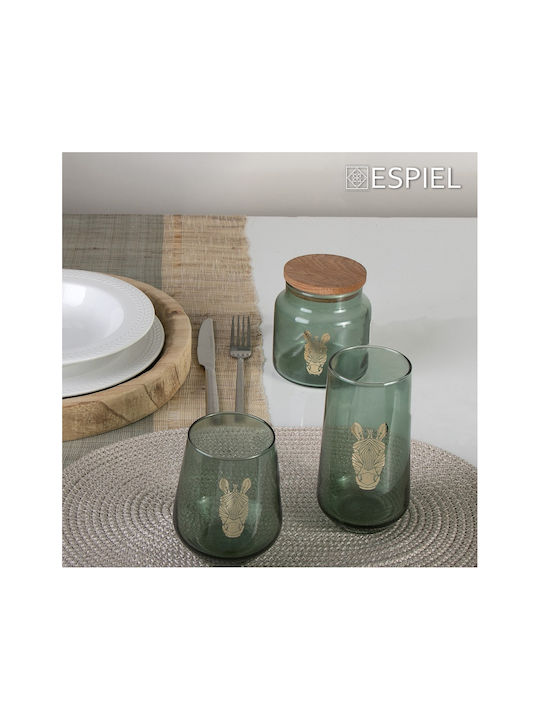Espiel Jungle Zebra Set Gläser Wasser aus Glas in Grün Farbe 470ml 6Stück
