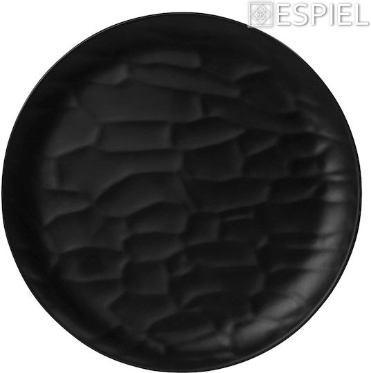 Espiel Wavy Plate Shallow made of Melamine Black with Diameter 19cm 6pcs