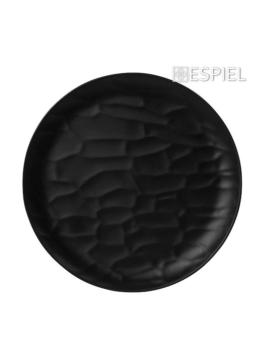 Espiel Wavy Matte Plate Shallow made of Melamine Black with Diameter 17cm 6pcs
