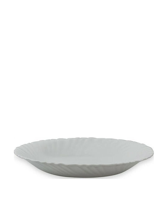 TnS Plate Desert Glass White with Diameter 19cm 6pcs