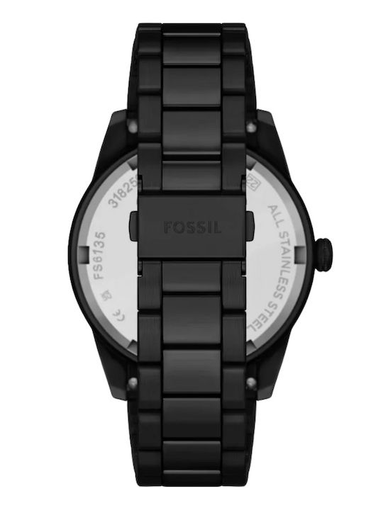 Fossil Herrenuhr Batterie mit Schwarz Metallarmband