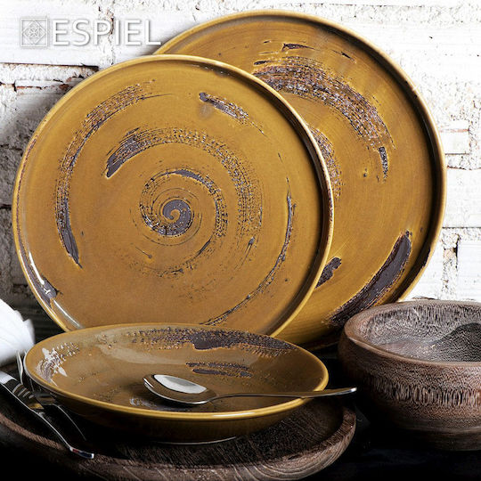 Espiel Typhoon Serving Plate for Desert made of Porcelain Brown with Diameter 19cm 6 Pieces