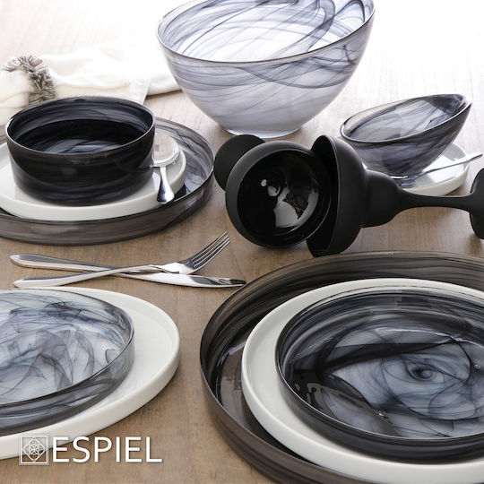Espiel Atlas Plate Shallow Oval Glass Black 21x16.5cm 6pcs