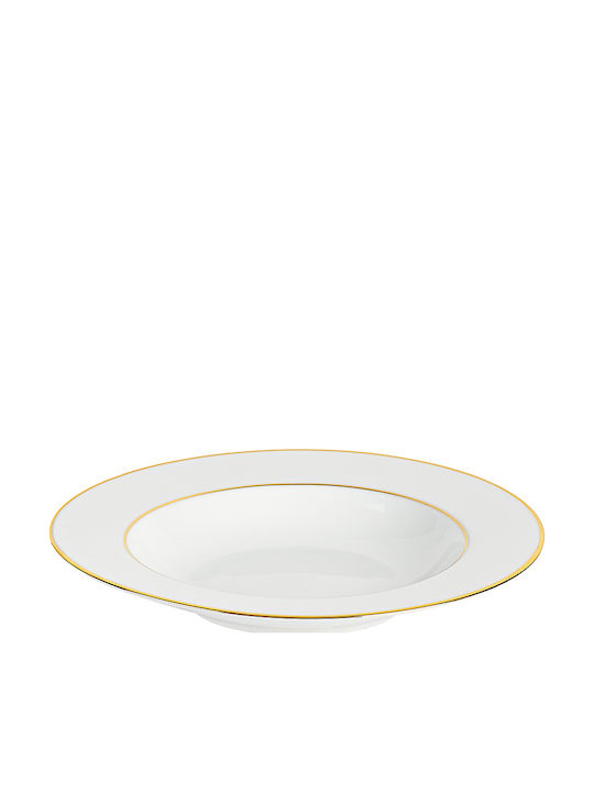 Dot Golden Rim Πιάτο Βαθύ από Πορσελάνη Χρυσό 23cm 6τμχ