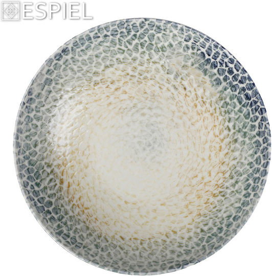 Espiel Lizard Deep Serving Plate Porcelain Orange with Diameter 23.5cm 6 Pieces