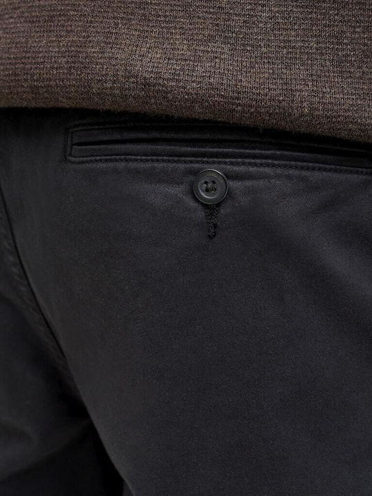 Men's Chino Elastic Regular Fit Trousers Black