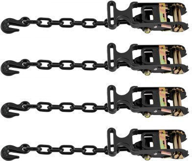 Vevor Wheel Chock Tie Down Kit Car Towing Strap Tire Type Car Tie Down Kit Heavy Duty Hook Break Strength 4540 Kg & Working Load 1512 Kg Motorcycle ATV SUV Trailer Tie Down System