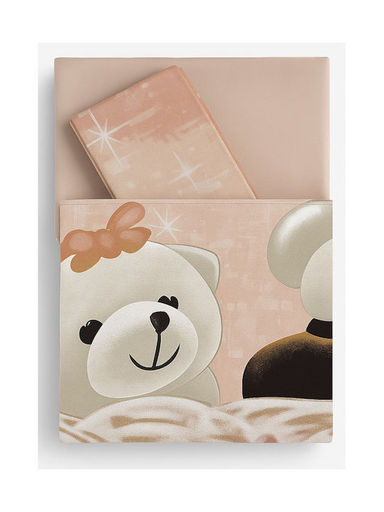 Beboulino Dream Baby Sheets Set Crib Cotton Fitted Beige 95x150cm 2pcs