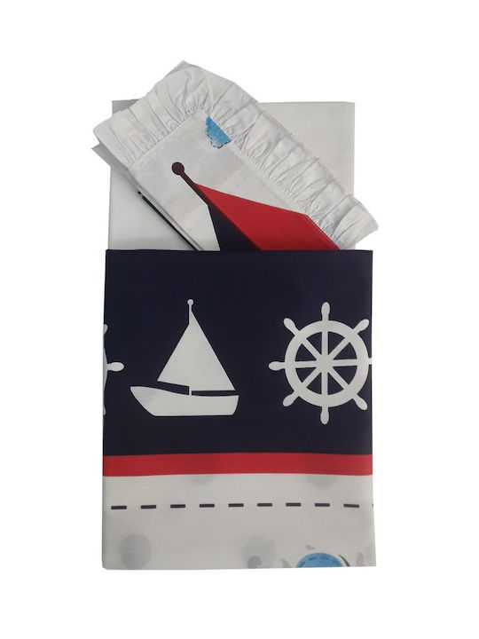 Beboulino Navio Baby Sheets Set Crib Cotton White 105x170cm 3pcs