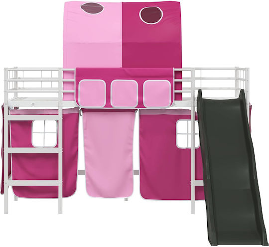 Pat pentru Copii Loft Bed Single Alb pentru Saltea 90x190cm