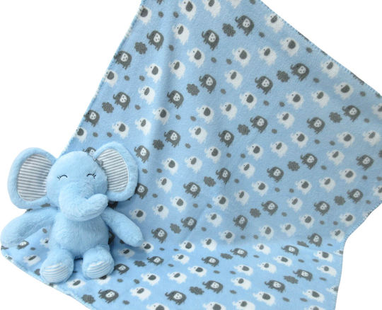 Viopros Babydecke Wickeltücher für Kinderzimmer Fleece Blau mit Tier 75x90cm 2 Stück