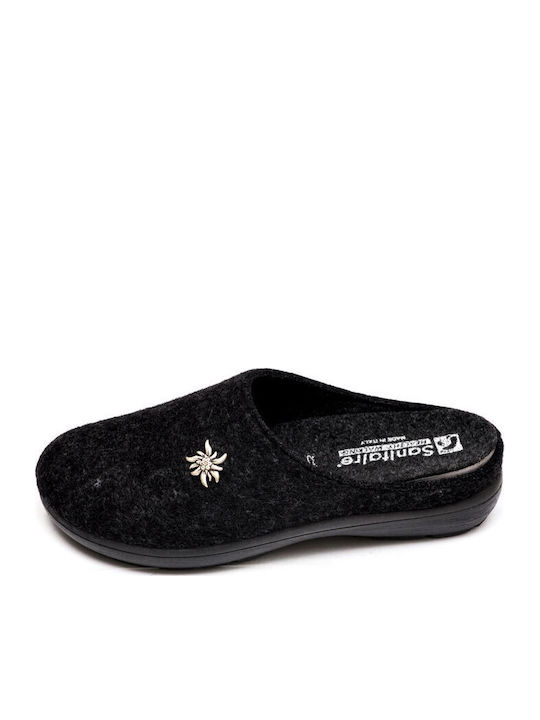 Anatomische Wollene Damen Hausschuhe Schwarze