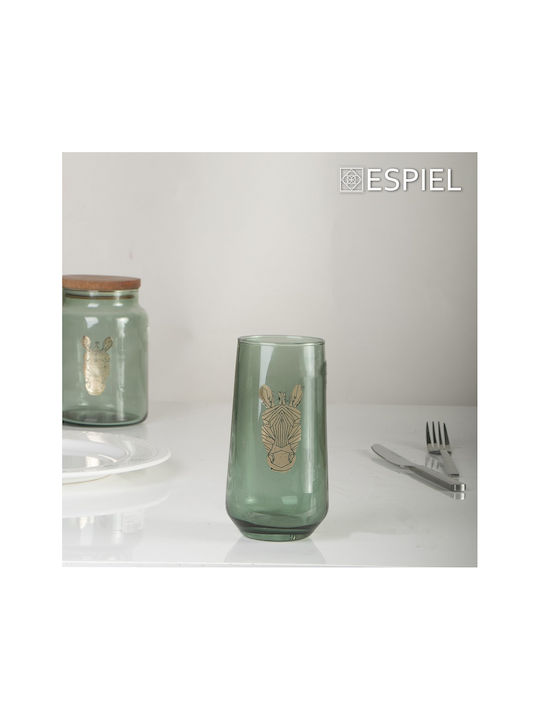 Espiel Jungle Zebra Set Gläser Whiskey aus Glas in Grün Farbe 425ml 6Stück