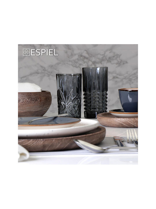 Espiel Patrick Set Gläser Wasser aus Glas in Gray Farbe 390ml 6Stück