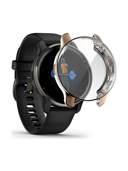 2 1 Калъф Силиконово Покритие За Екран Garmin Venu 2 Plus Розово Злато