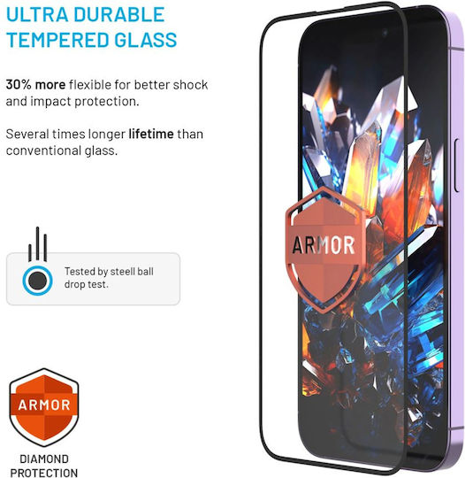 Ултра Здраво Закалено Стъкло Fixed Armor Анти-Прашен Апликатор Ar Слой Apple iPhone 17 Pro Max Черен