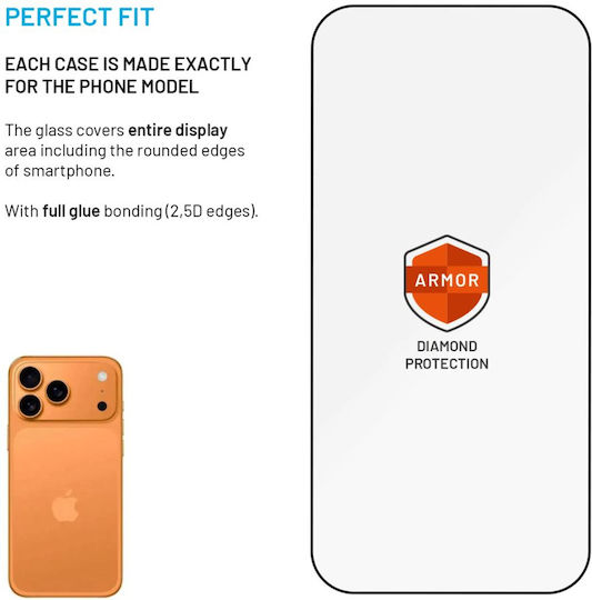 Ултра Здраво Закалено Стъкло Fixed Armor Анти-Прашен Апликатор Ar Слой Apple iPhone 17 Pro Max Черен