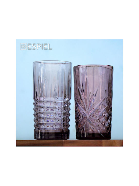 Espiel Stanley Set Gläser Wasser aus Glas in Lila Farbe 320ml 6Stück
