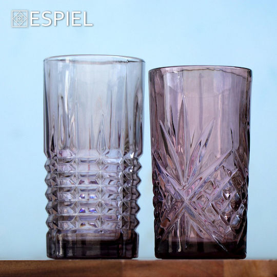 Espiel Stanley Σετ Ποτήρια Νερού από Γυαλί Μωβ 320ml 6τμχ