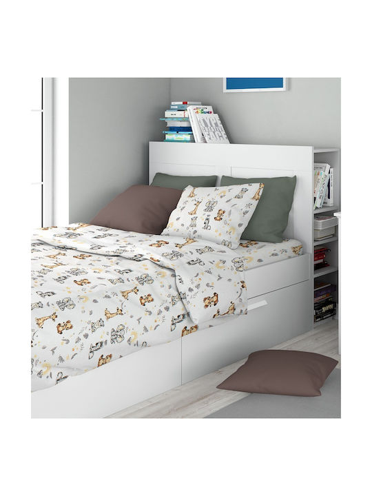 Dimcol Kids Duvet Cover Single Cotton White-grey 160x240cm